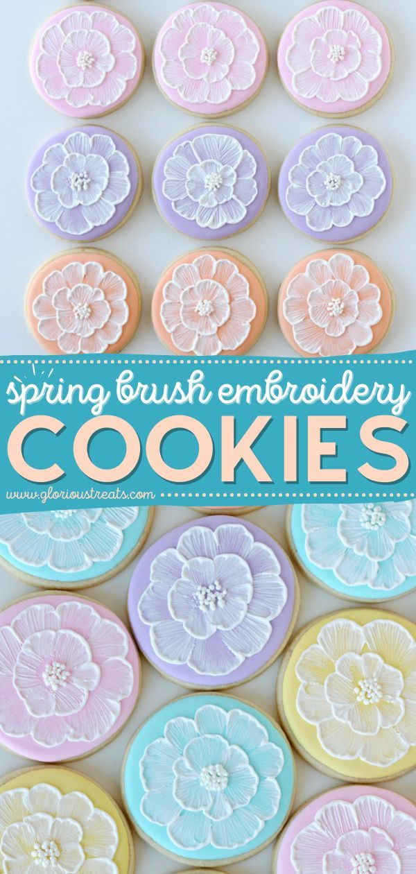 Intricately Designed Floral Cookies in Pastel Colors for Spring Celebrations.