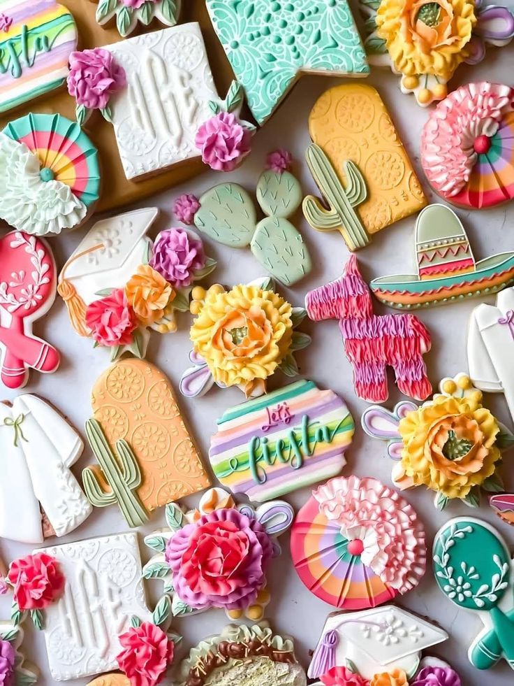 Vibrant Floral Iced Cookies Perfect for Summer Celebrations and Themed Parties.