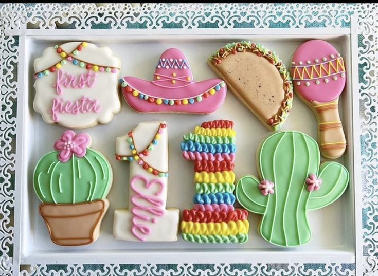 Fiesta-Inspired Colorful Cookie Assortment: Festive Designs for Joyful Celebrations.