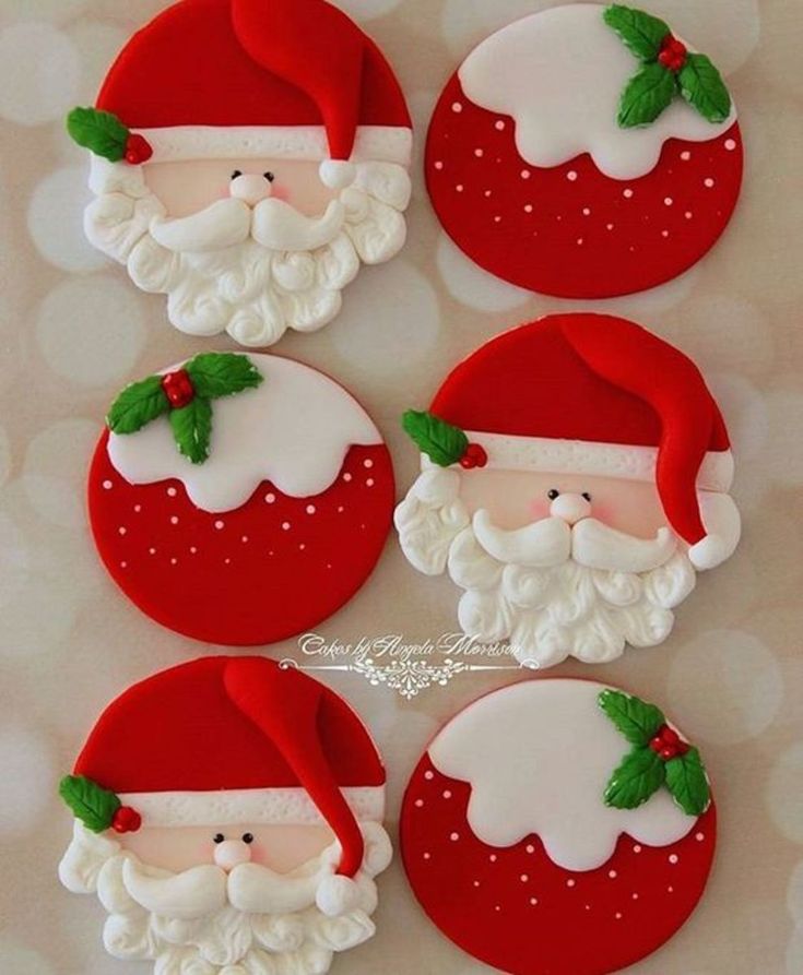 Cheerful Festive Cookies Featuring Santa Claus and Christmas Ornaments.