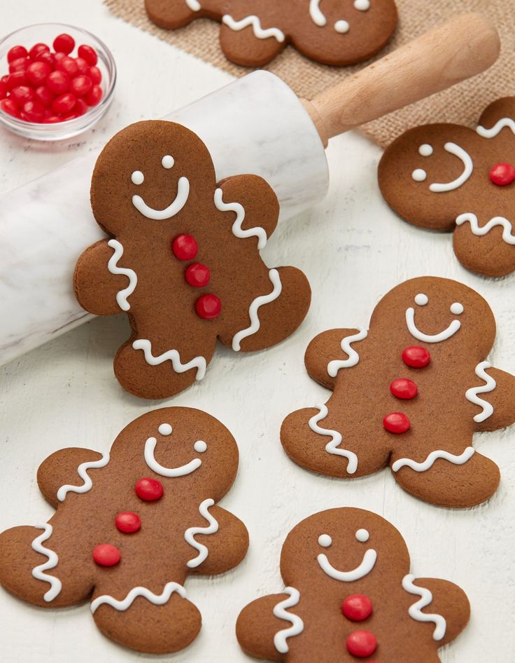 Festive Gingerbread Cookies Decorated with Icing and Cheerful Shapes.