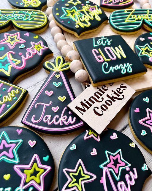 Vibrant Neon Cookie Designs Bring Fun and Festivity to Celebrations.