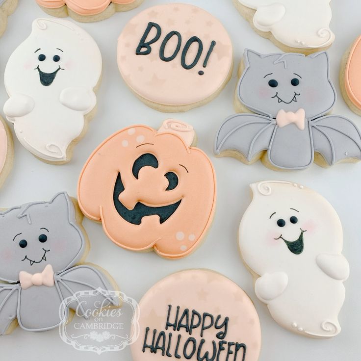 Festive Halloween Cookies with Whimsical Ghost and Pumpkin Designs