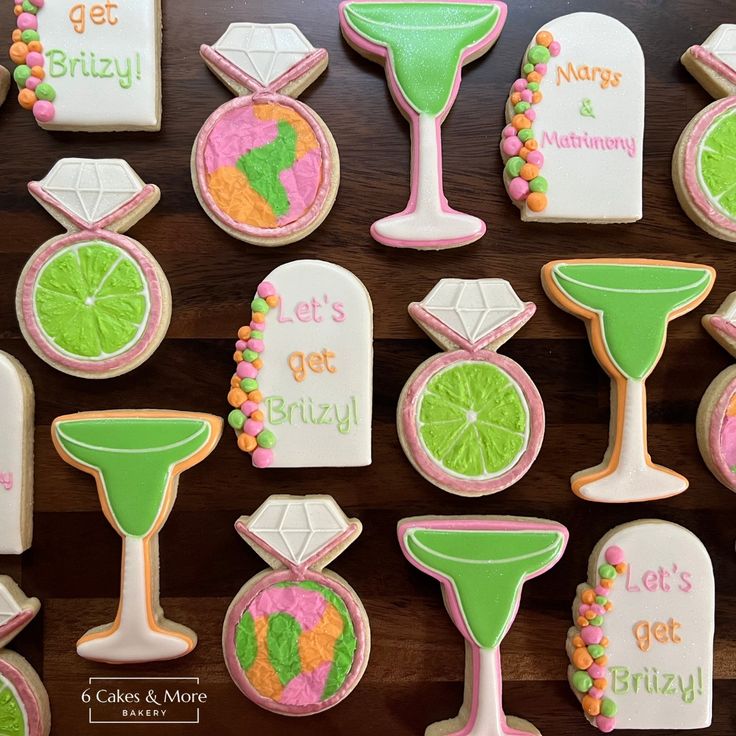 Vibrant Cookie Designs Celebrating Cocktail and Citrus Themes for Festive Occasions.