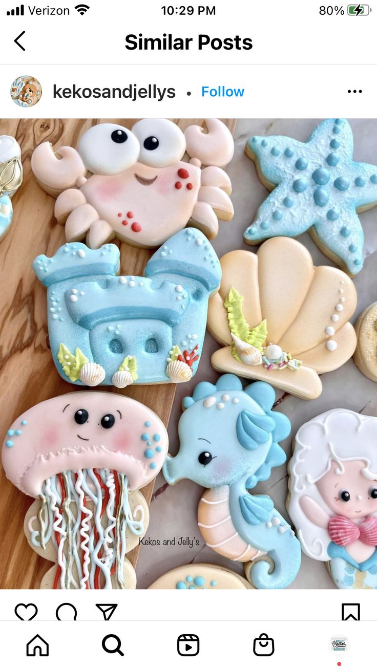 Delightful Ocean-Themed Cookies with Adorable Sea Creatures for Summer Celebrations.