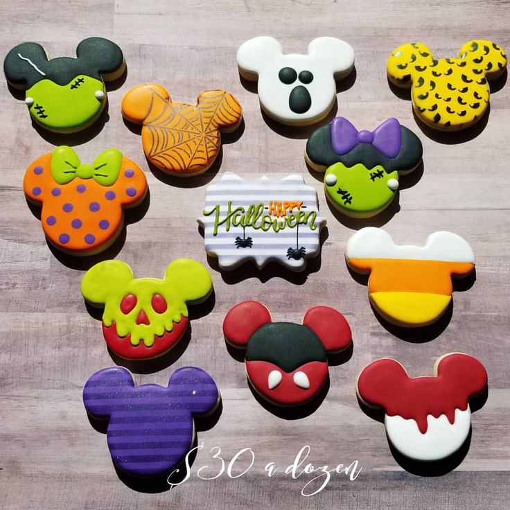 Vibrant Mickey Mouse-Inspired Halloween Cookies Perfect for Festive Gatherings.