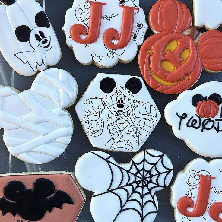 Halloween and Disney-Inspired Colorful Cookie Designs with Intricate Decorations