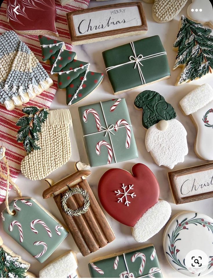 Festively Designed Holiday Cookies Featuring Intricate Seasonal Themes and Rich Colors