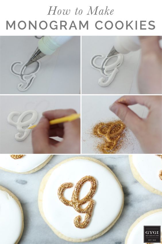 Exquisite Monogram Cookies: Artfully Crafted and Glamously Decorated for Special Occasions.