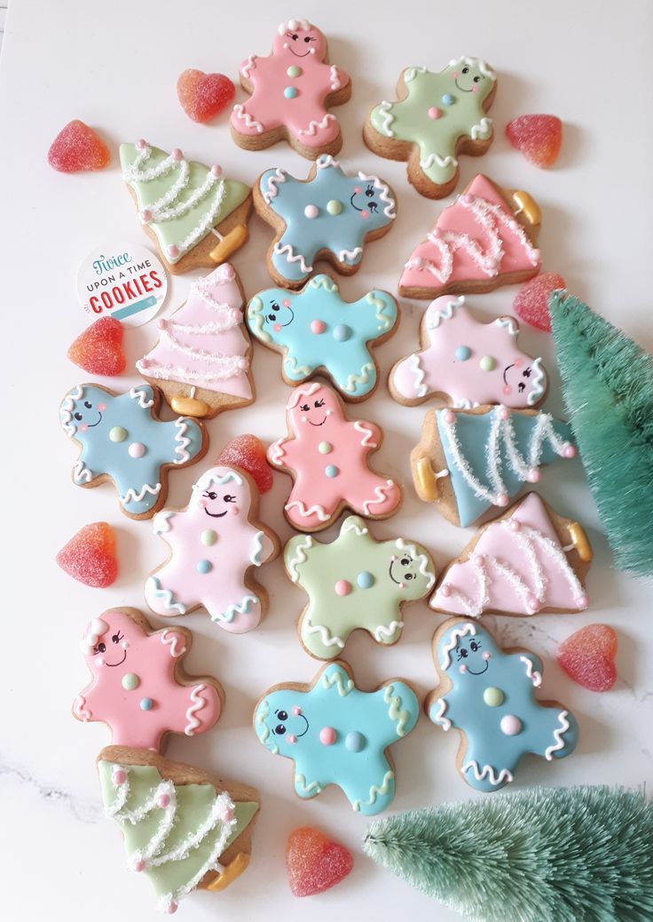 Whimsical Holiday Cheer: Colorful Gingerbread Cookies and Festive Trees