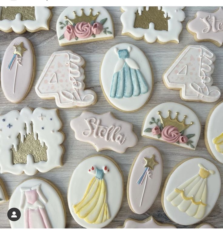 Whimsical Princess-Themed Decoratively Crafted Cookies for Enchanting Birthday Celebrations.