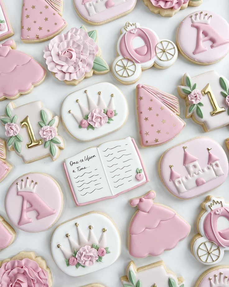 Whimsical Royal-Themed Pink Cookies Perfect for Celebrations