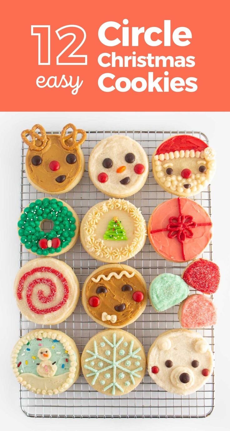 Festive Circle Cookies: Creative Holiday Treats Featuring Reindeer, Snowmen, and More