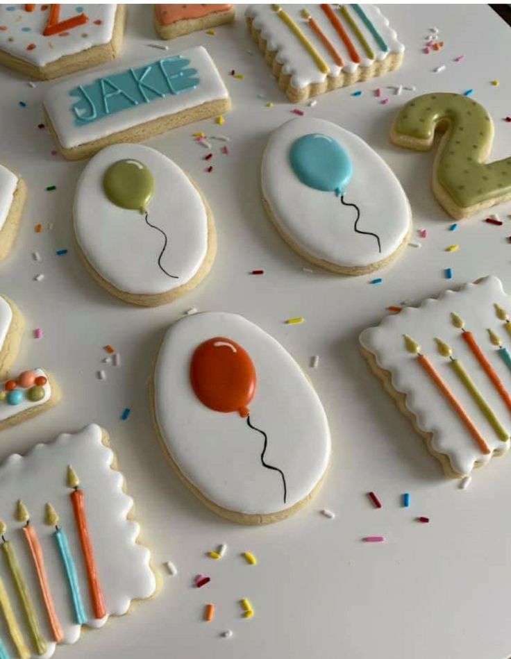 Festive Oval Cookies: Cheerful Balloon Illustrations for Vibrant Celebrations