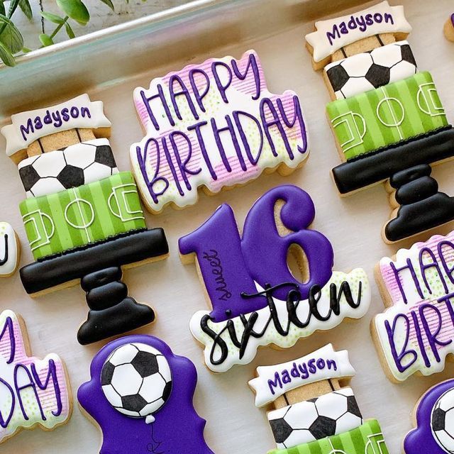 Vibrant Soccer-Themed Cookies Make Sweet Sixteen Celebration Memorable.