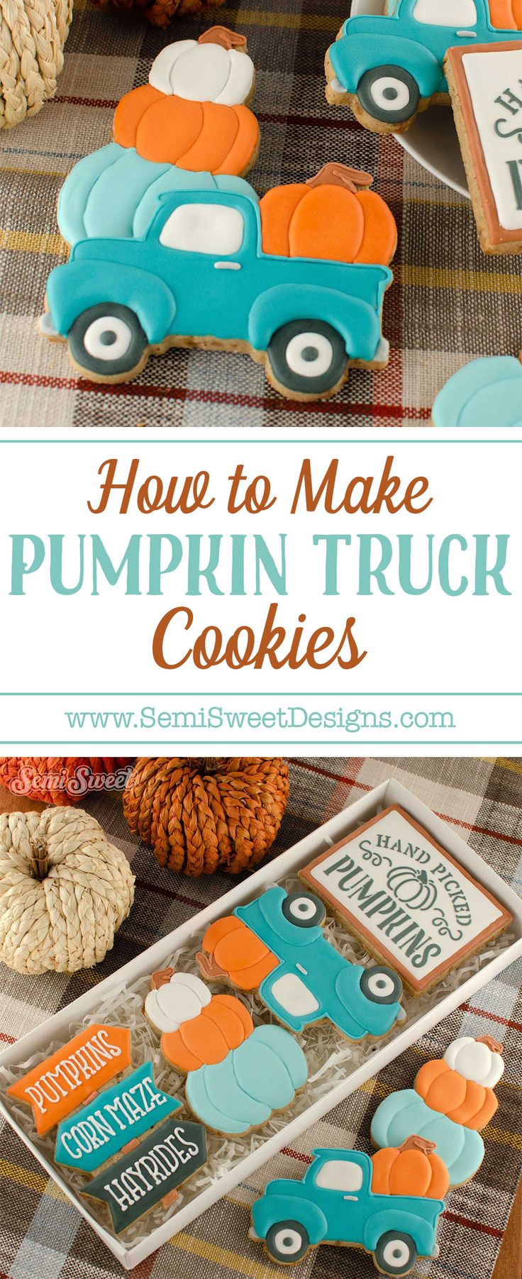 Charming Vintage Truck Cookies with Pumpkins: A Festive Fall Treat