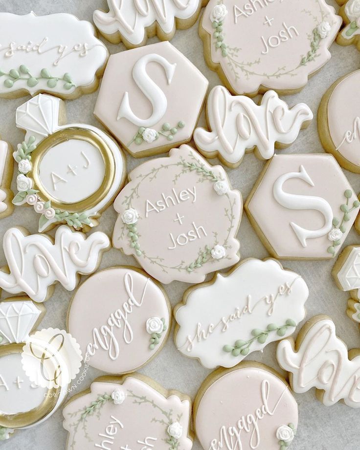 Elegant Sugar Cookies with Intricate Designs for Romantic Weddings