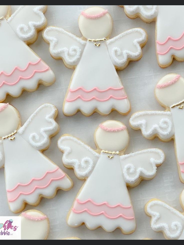 Charming Angel-Shaped Cookies with Pastel Icing for Festive Occasions.