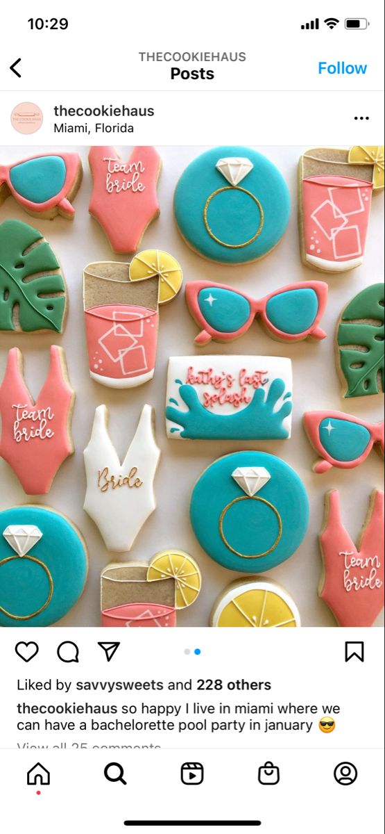 Tropical Bachelorette Party-Inspired Colorful Cookie Designs for a Festive Celebration