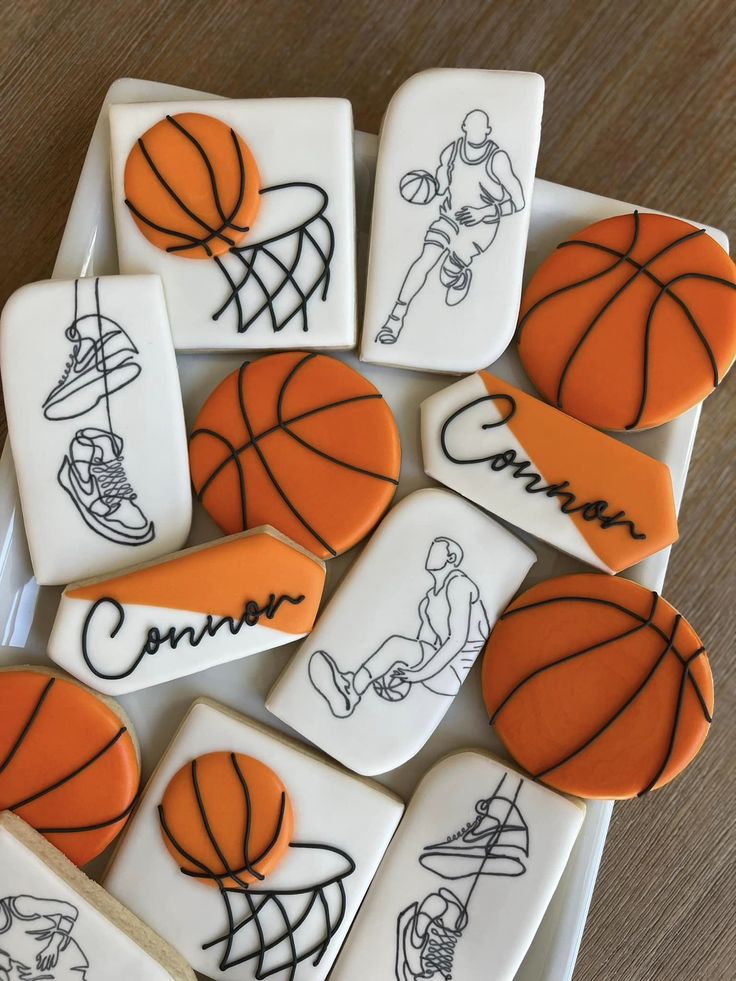 Vibrant Basketball-themed Cookies: Energetic Treats for Sports Fans.