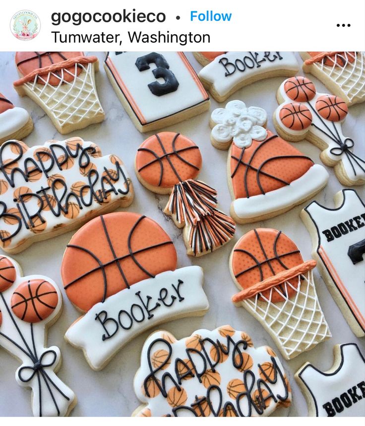 Vibrant Basketball-Themed Sugar Cookies for Sports Enthusiast's Birthday Celebration