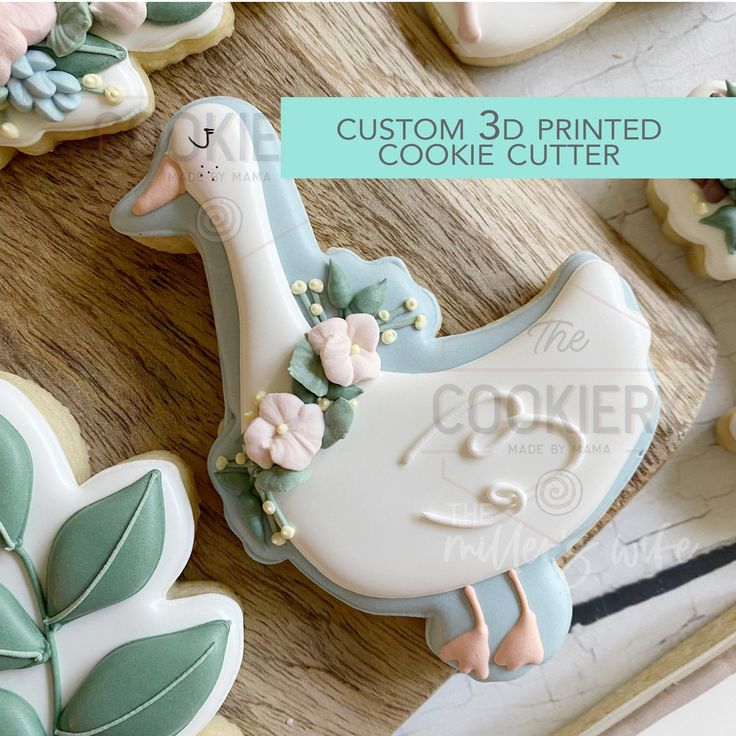 Stylish Floral Goose Cookie: A Unique 3D Printed Centerpiece for Celebrations.