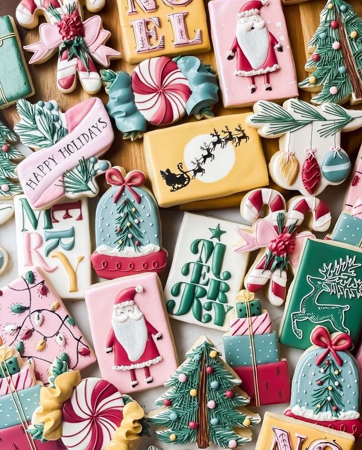 Artfully Arranged Festive Cookies: A Colorful Celebration of Holiday Cheer.