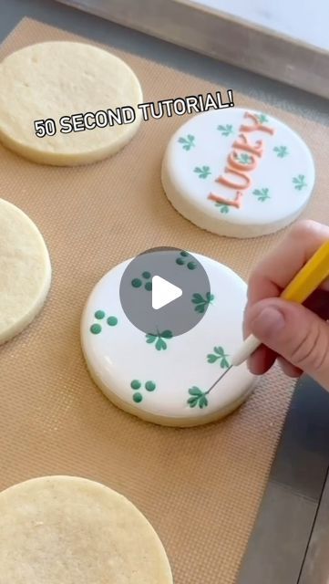 Intricate Decorative Cookies with Festive Clover Icing Designs.