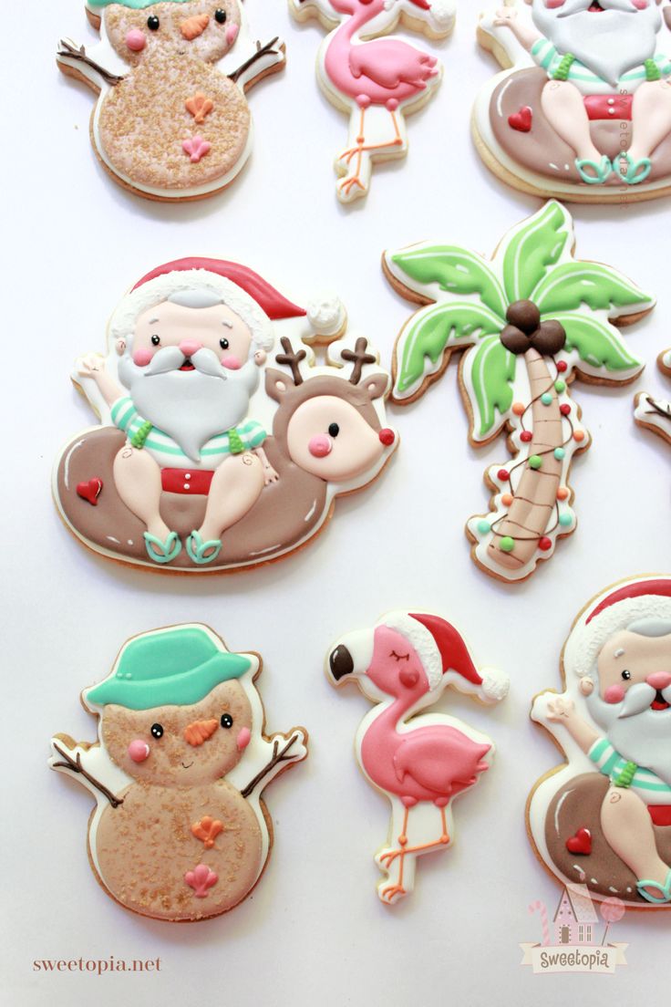 Whimsical Holiday Cookie Designs: Embracing Tradition with Playful Tropical Flair.