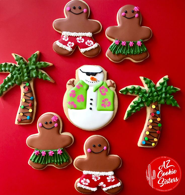 Tropical-themed Gingerbread Cookies: A Festive Winter Treat with Summer Vibes