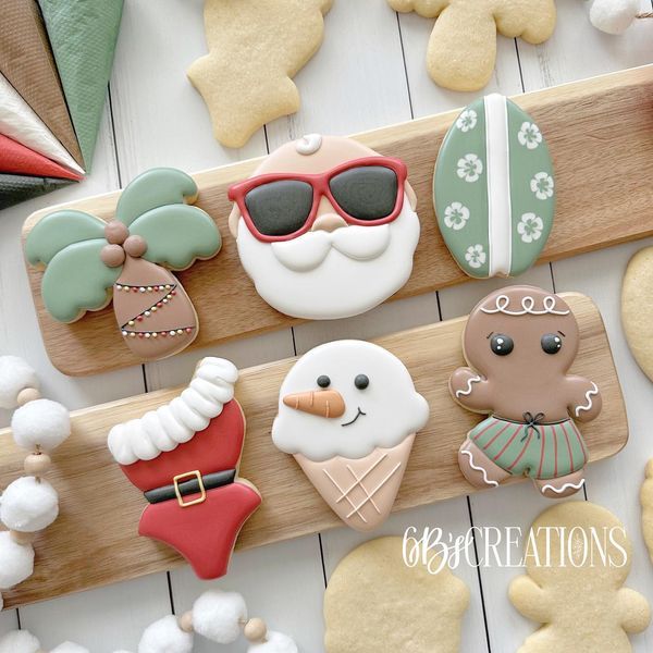 Festively Decorated Cookies Celebrate Seasonal Charm with Intricate Designs.