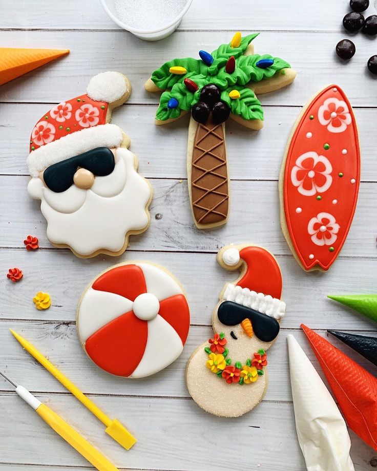 Festive Holiday Cookies with Cheerful Designs and Vibrant Decorations.