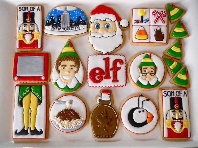 Whimsical Holiday-Themed Decorated Cookies for Festive Celebrations.