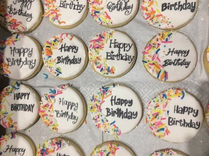 Vibrant Birthday Cookies Decorated with Sprinkles and Elegant Lettering for Festive Celebrations.