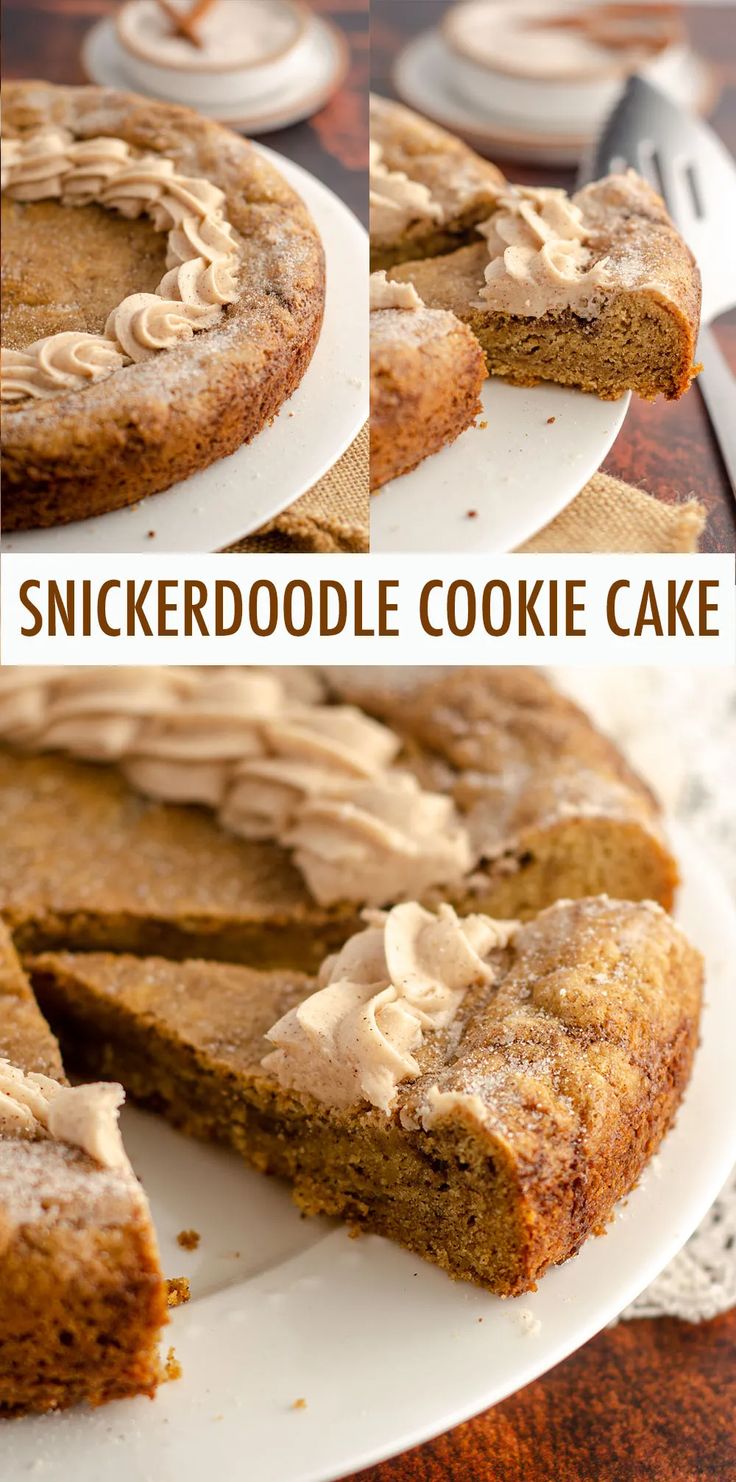 Delightful Snickerdoodle Cookie Cake: Soft Cinnamon Base with Creamy Frosting.