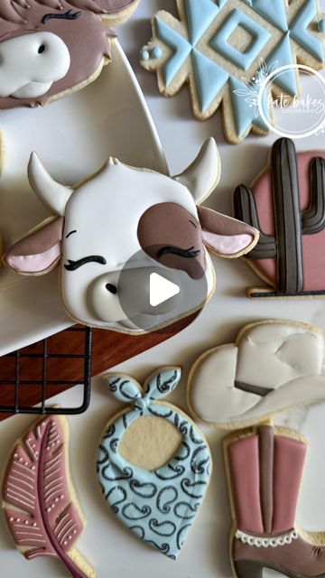 Charming Whimsical Cookie Designs with Western Themes and Cute Cow Faces