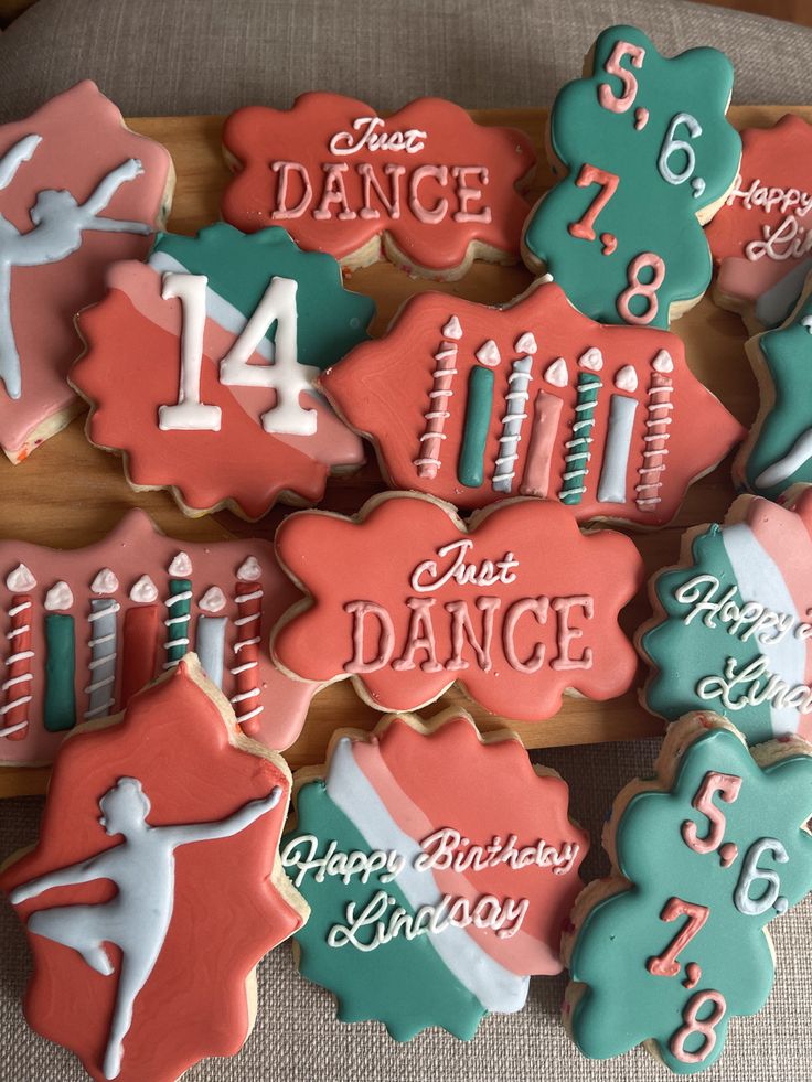 Vibrant Dance-Themed Cookies: Perfect Festive Treats for Birthday Celebrations.