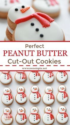 Delightful Whimsical Snowman Cookies: Festive Treats with Peanut Butter Flavor and Charming Details.