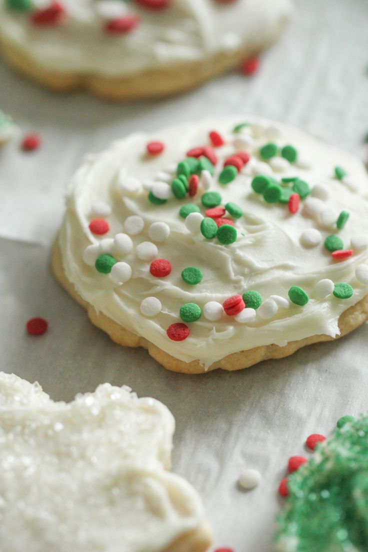 Cheerful Holiday Cookies Festively Topped with Colorful Sprinkles and Icing.