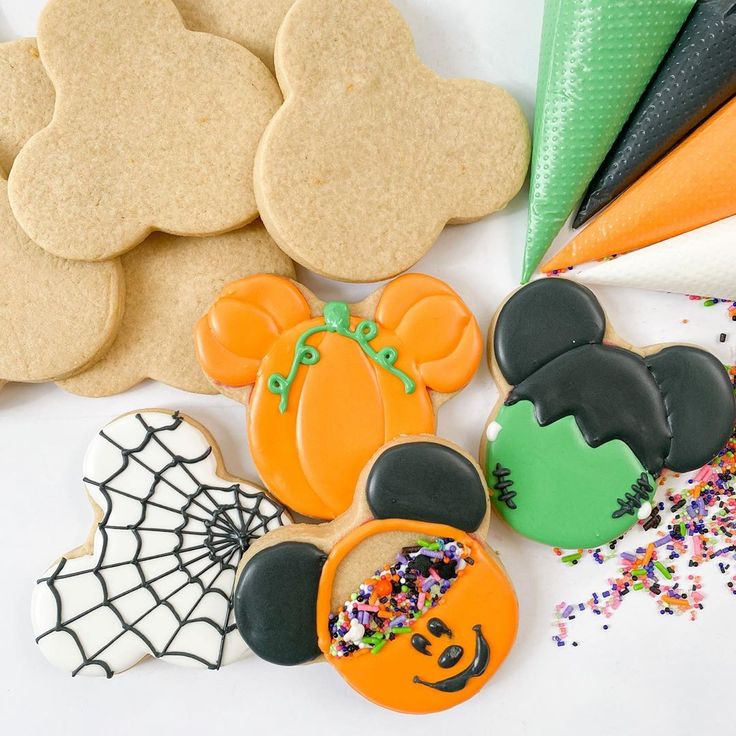 Creative Mickey Mouse Halloween Cookies in Vibrant Colors.