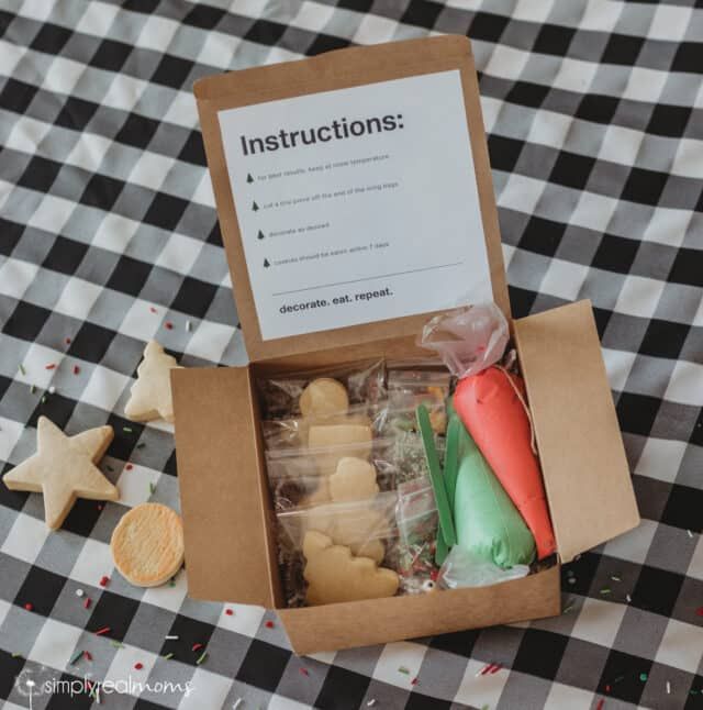 Festive Cookie Decorating Kit with Star and Tree Shaped Sugar Cookies and Colorful Icing