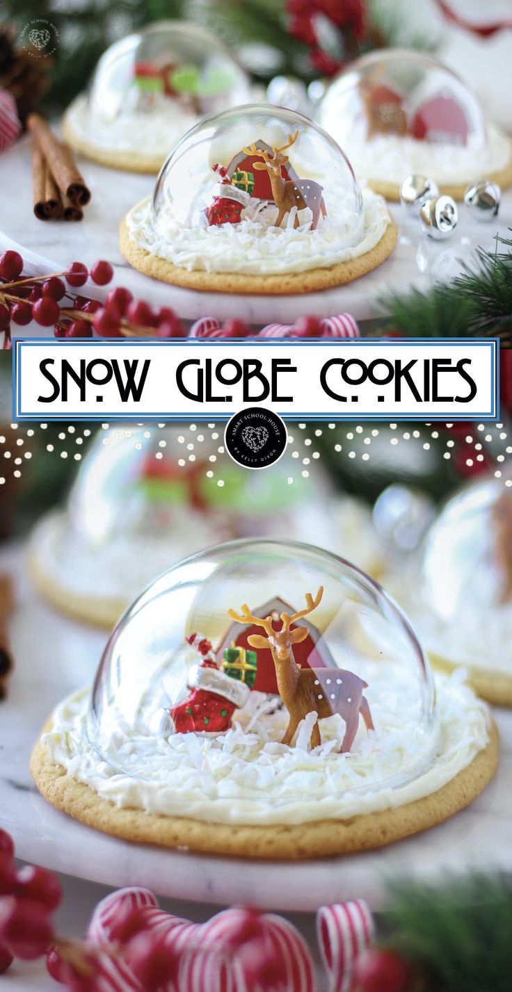 Whimsical Snow Globe Holiday Cookies: Festive Scenes Under Frosted Domes.