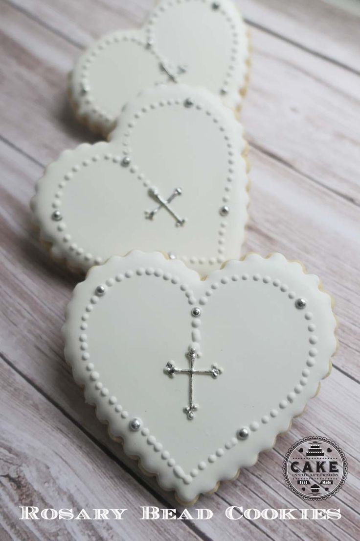 Elegant Heart-Shaped Cookies with Icing and Pearls for Special Occasions