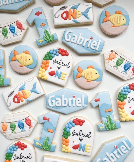 Playful Underwater-Themed Colorful Cookies Perfect for Birthday Celebrations