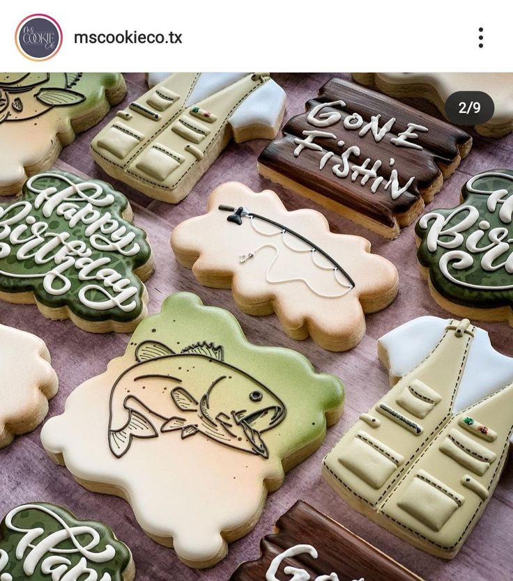 Playful Fishing-Themed Colorful Cookies for Celebrations