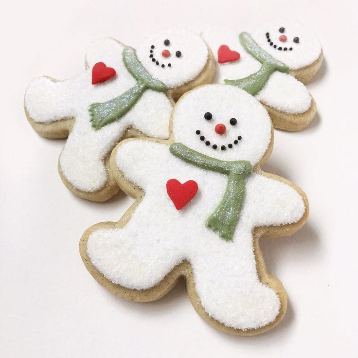 Cheerful Snowman-Shaped Gingerbread Cookies with Festive Icing and Accents.