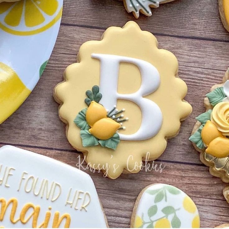 Cheerful Lemon-Themed Design with Bright Yellow Cookie and Floral Accents.