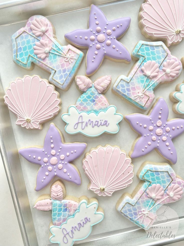 Whimsical Undersea-Inspired Cookie Designs Featuring Starfish, Mermaids, and Seashells