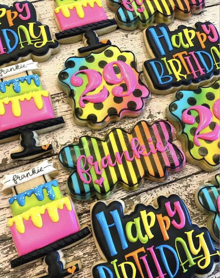 Vibrantly Decorated Birthday Cookies for Festive Celebrations.