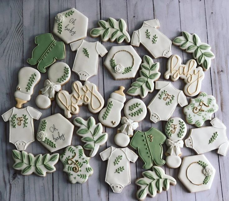 Whimsical Baby-Themed Decorative Cookies for Showers and Celebrations.